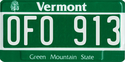 VT license plate OFO913