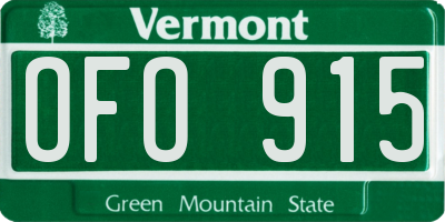 VT license plate OFO915