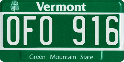 VT license plate OFO916