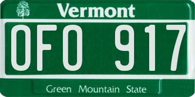 VT license plate OFO917