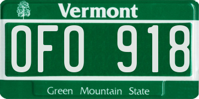 VT license plate OFO918