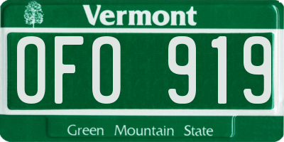 VT license plate OFO919