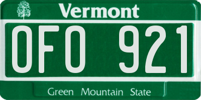 VT license plate OFO921