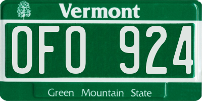VT license plate OFO924