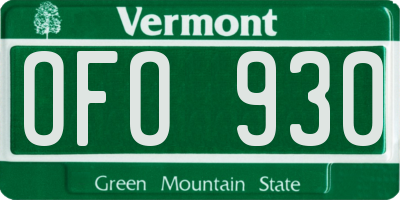 VT license plate OFO930