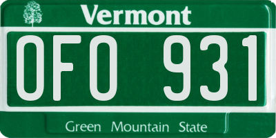 VT license plate OFO931