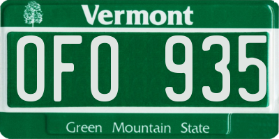 VT license plate OFO935