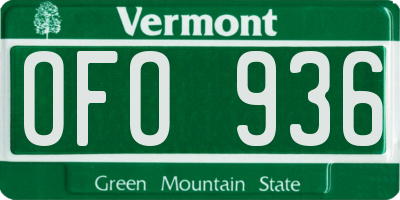 VT license plate OFO936