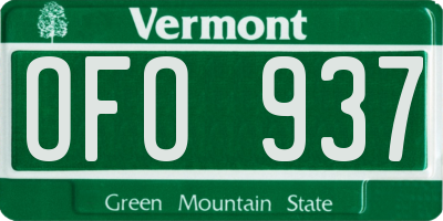 VT license plate OFO937