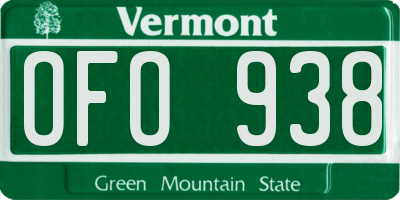 VT license plate OFO938