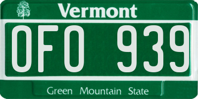 VT license plate OFO939
