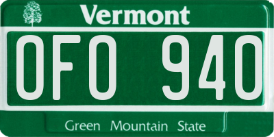 VT license plate OFO940