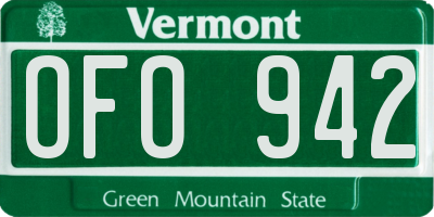 VT license plate OFO942