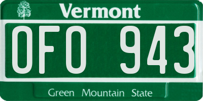 VT license plate OFO943