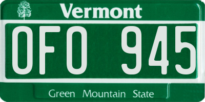 VT license plate OFO945