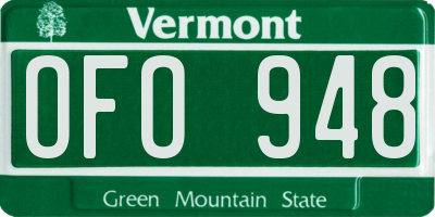VT license plate OFO948