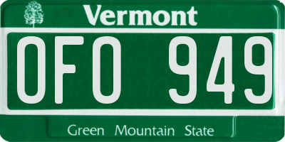 VT license plate OFO949