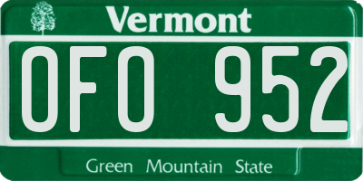 VT license plate OFO952