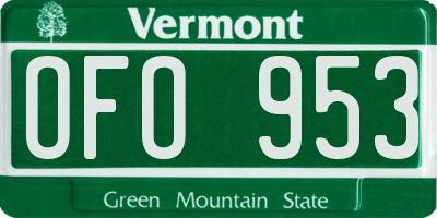 VT license plate OFO953