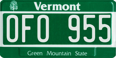 VT license plate OFO955