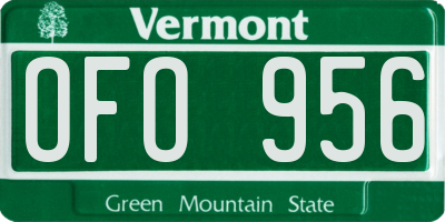 VT license plate OFO956
