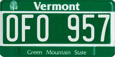 VT license plate OFO957