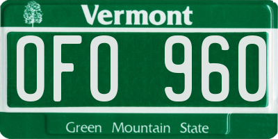 VT license plate OFO960