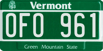 VT license plate OFO961
