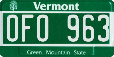 VT license plate OFO963