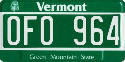 VT license plate OFO964