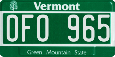 VT license plate OFO965