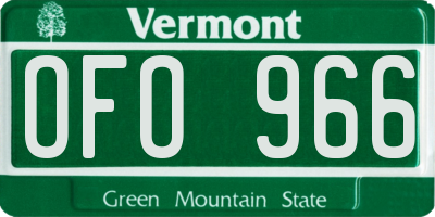 VT license plate OFO966
