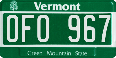 VT license plate OFO967
