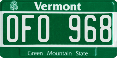 VT license plate OFO968