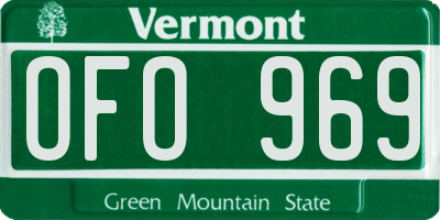 VT license plate OFO969