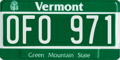 VT license plate OFO971