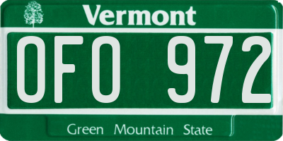 VT license plate OFO972