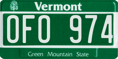 VT license plate OFO974