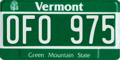 VT license plate OFO975