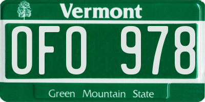 VT license plate OFO978