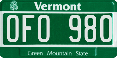 VT license plate OFO980