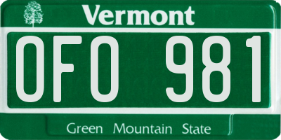 VT license plate OFO981