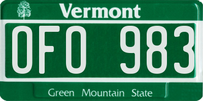 VT license plate OFO983