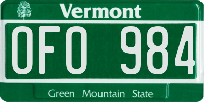 VT license plate OFO984