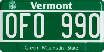 VT license plate OFO990