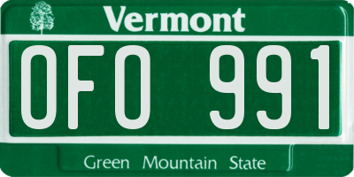 VT license plate OFO991