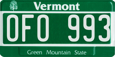 VT license plate OFO993