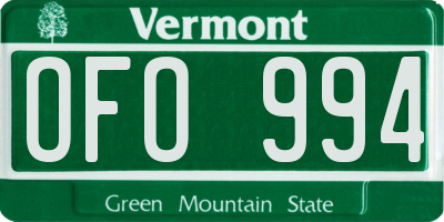 VT license plate OFO994