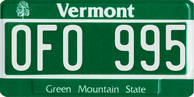 VT license plate OFO995