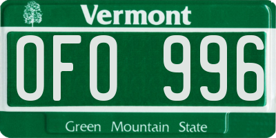 VT license plate OFO996